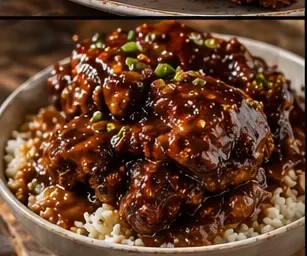 Smothered Southern chicken plated over seasoned rice