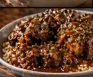 Elnora's oxtail plate with rich brown gravy